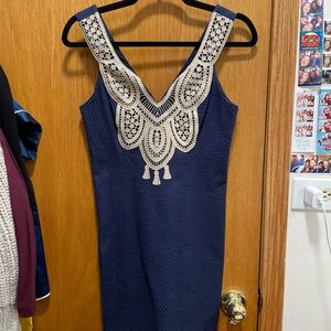 Lilly Pulitzer navy/gold cocktail dress